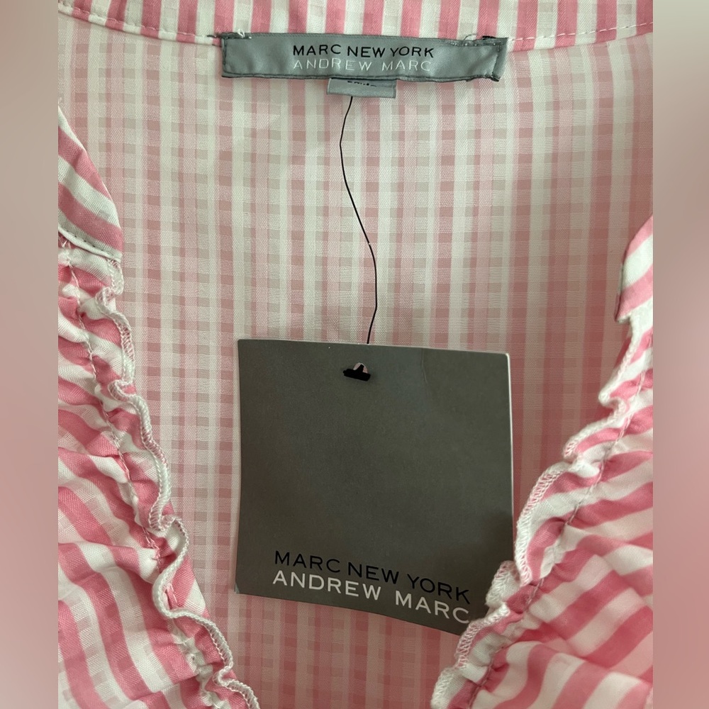 Marc New York Pink Striped Ruffle Blouse - Picture 5 of 5